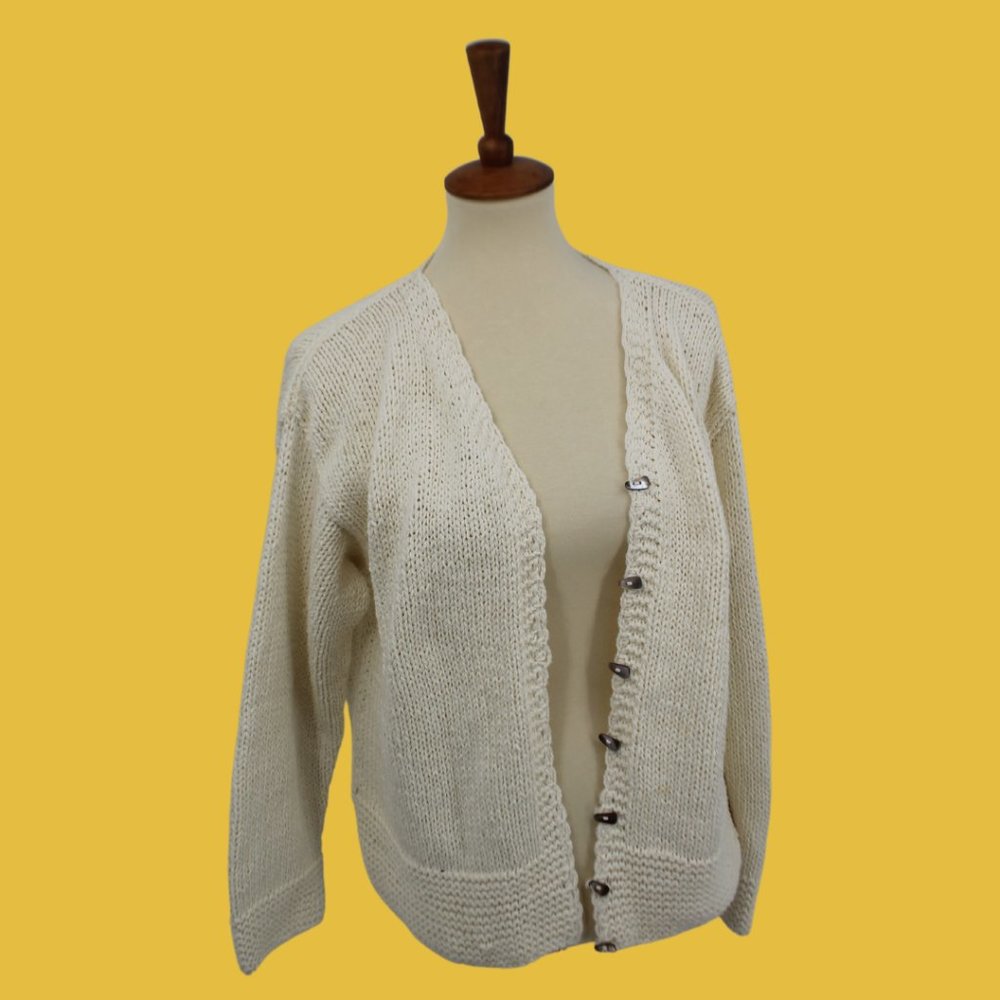 Vintage RICO Cotton Knit Button Down Sweater M/L